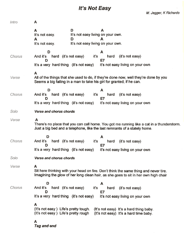 It's Not Easy lyrics
