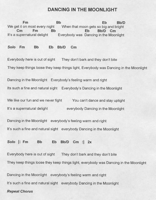 dancing in the moonlight lyrics