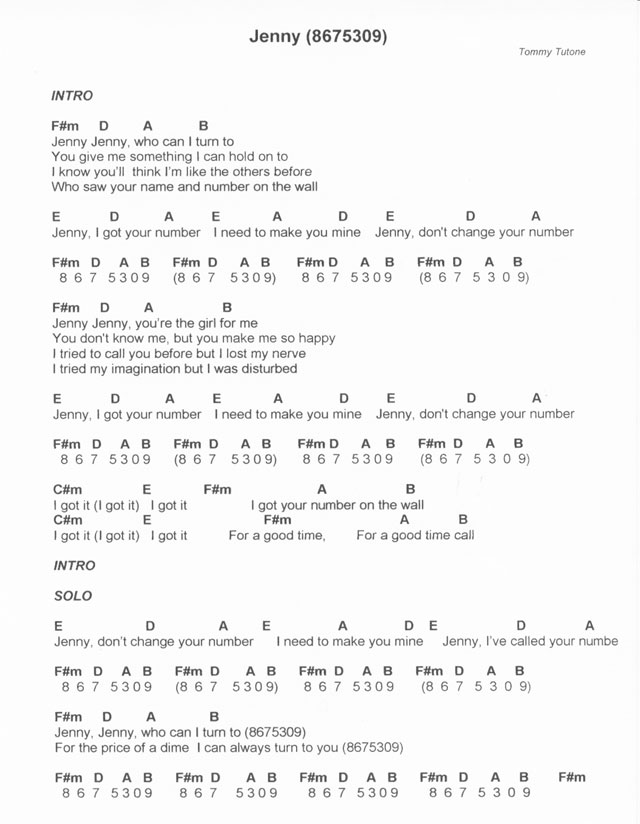 jenny lyrics