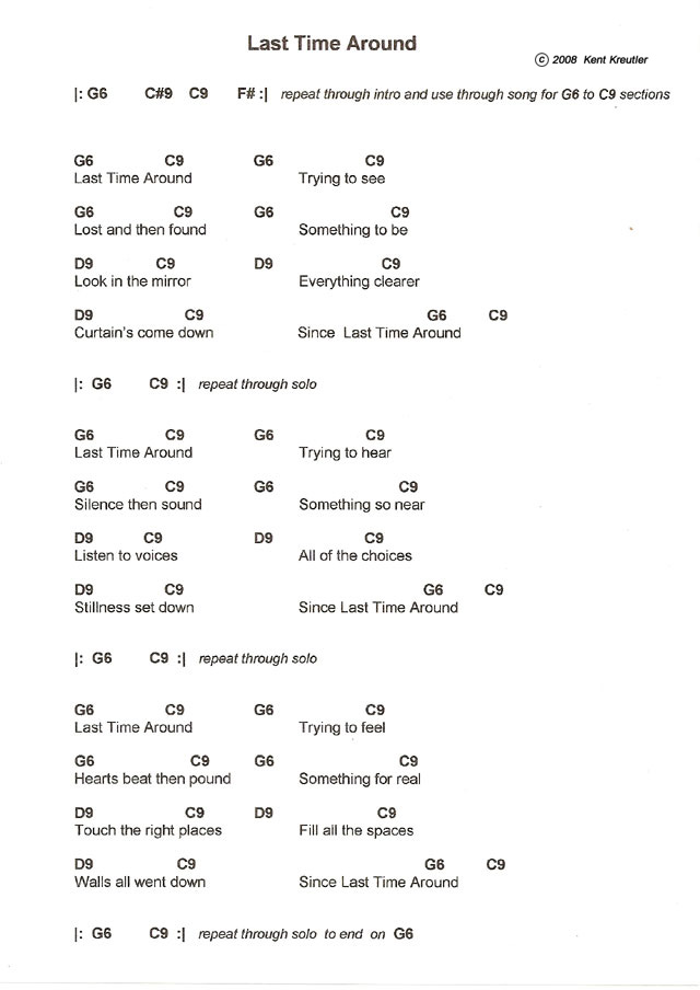 Last Time Around lyrics by Kent Kreutler