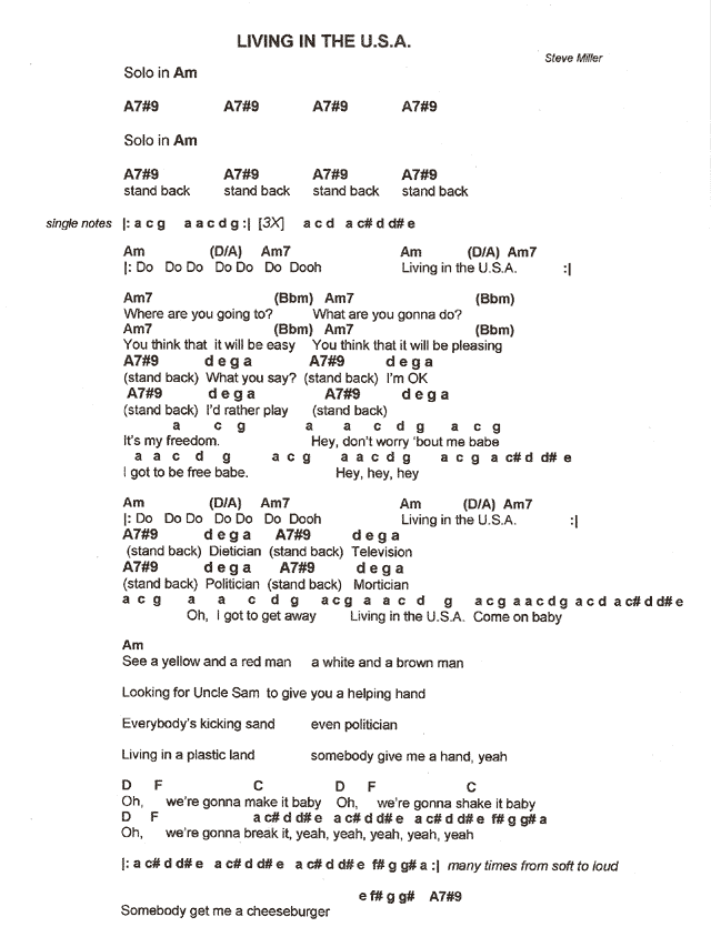 Living in the U.S.A. lyrics