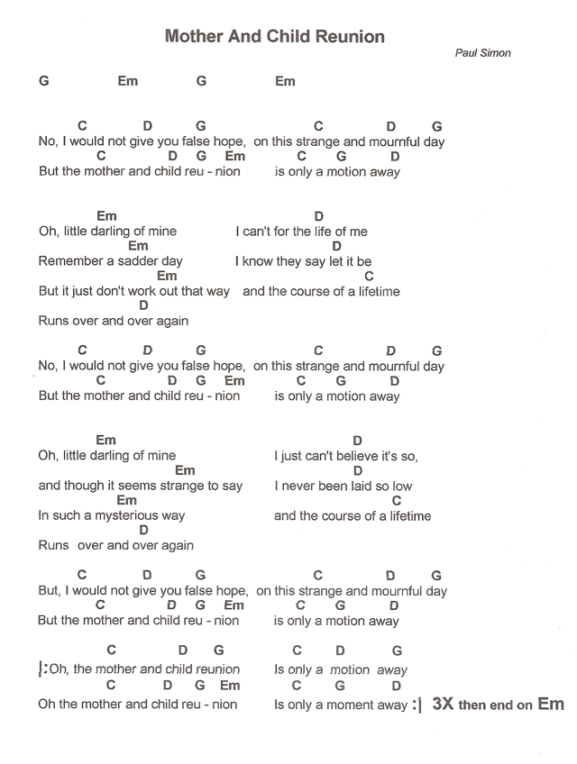mother and child reunion lyrics