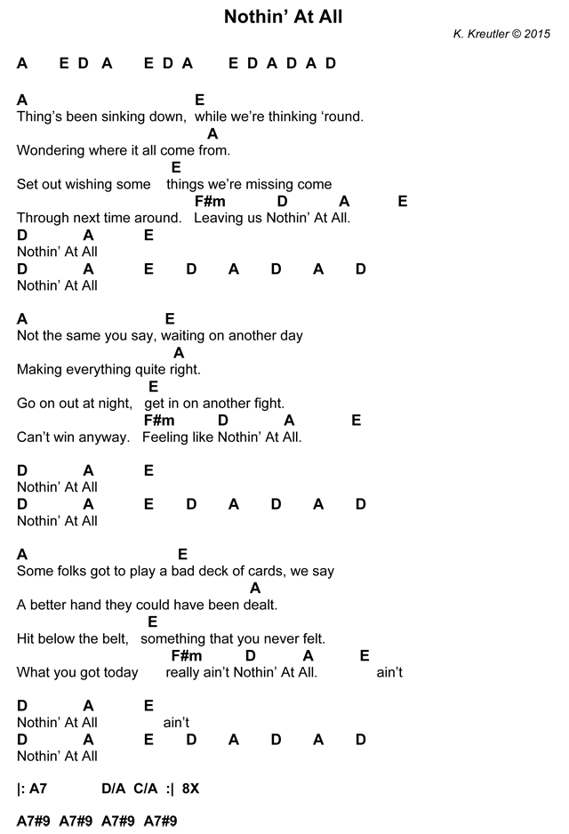 Nothin' At All lyrics and chords