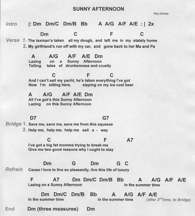 Sunny Afternoon lyrics