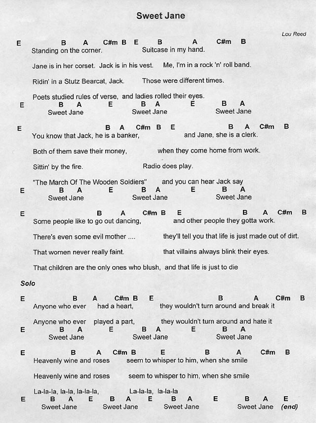 Sweet Jane lyrics