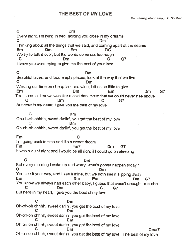 the best of my love lyrics