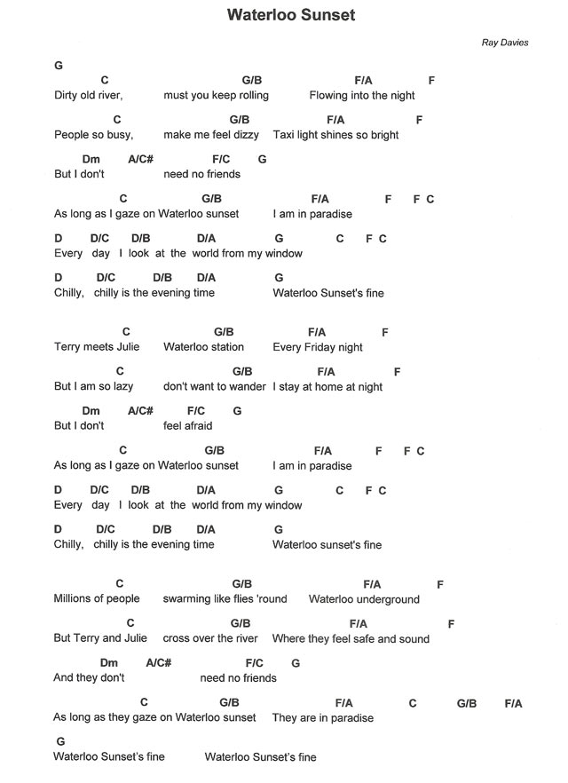 Waterloo Sunset lyrics